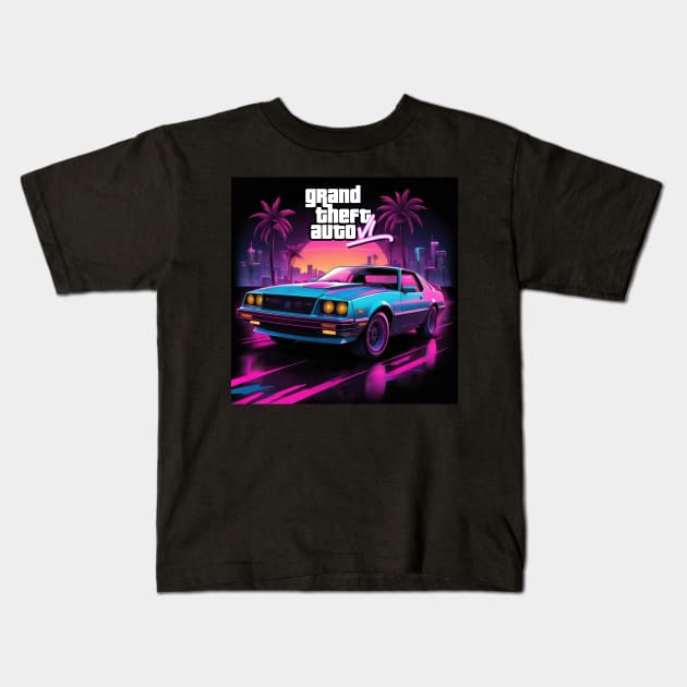 GTA 6 Kids T-Shirt by Buff Geeks Art